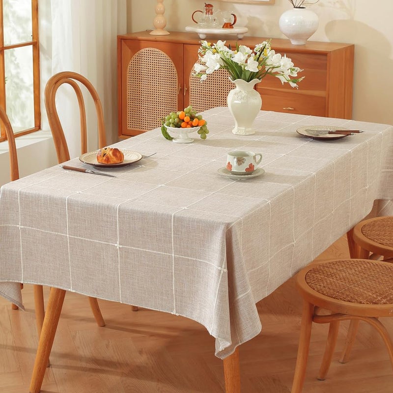 TruDelve Extra Long Tablecloth 120 Inch Cloth Tablecloths Gray Table Cover for 8 Foot Tables Farmhouse Washable Tablecloth(Linen,120"x52",Rectangular) - Image 1